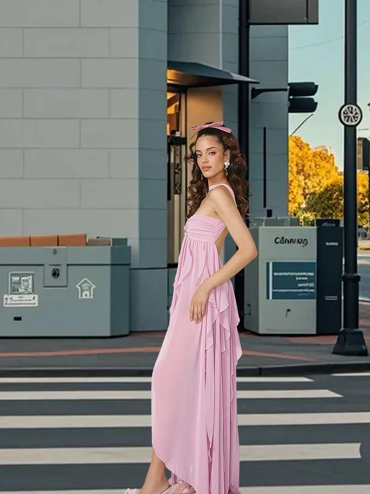 Female Clothing Women's Dress 2025 Fashion Sexy Celebrity Reverse Halter Neck Slim Backless Tube Top Dress Elegant Party Dresses
