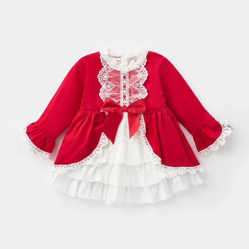 

Newborn Baby Girl Princess Cotton Christmas Tutu Dress Infant Toddler Child Lace Tulle Spain Vestido Xmas Red Baby Clothes 0-3Y