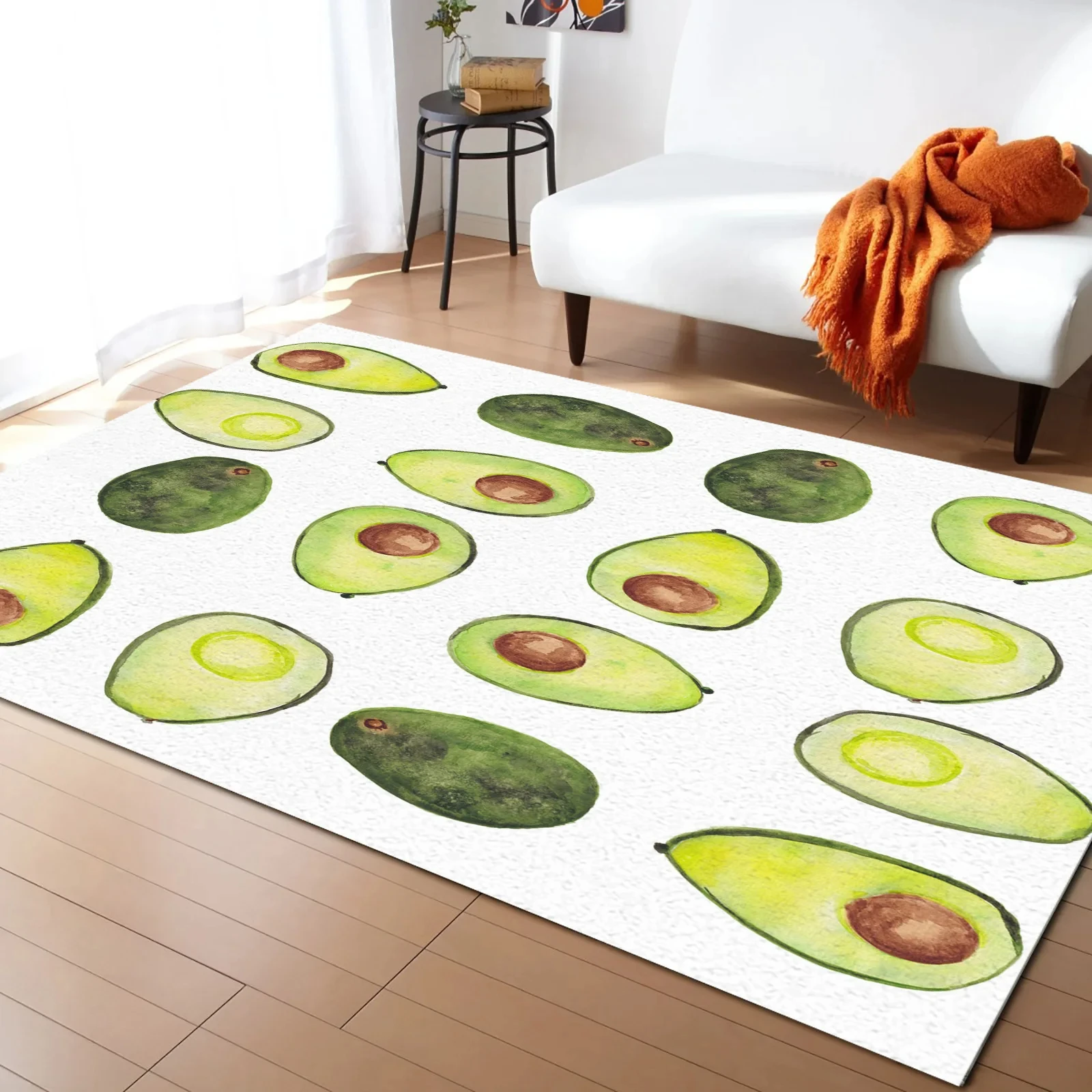 Cute Avocado Pattern Carpet for Home Living Room Bedroom Bedside Decor Large Area Rug Cartoon Fruit Kids Room Crawl Floor Mat