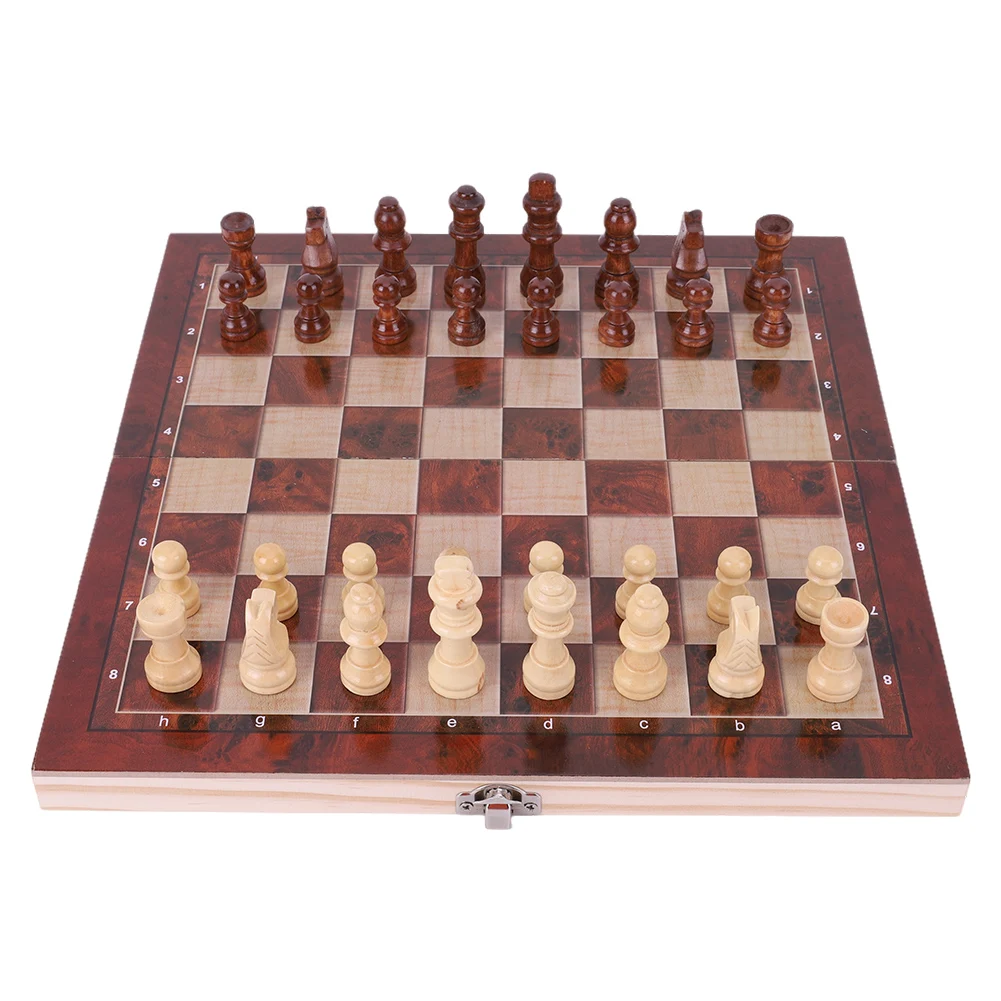 Developing Strategic Thinking Chess Wooden Set Best Gifts Foldable Chess Board No Toxic 29x29cm Large Chessboard for Kids Adults