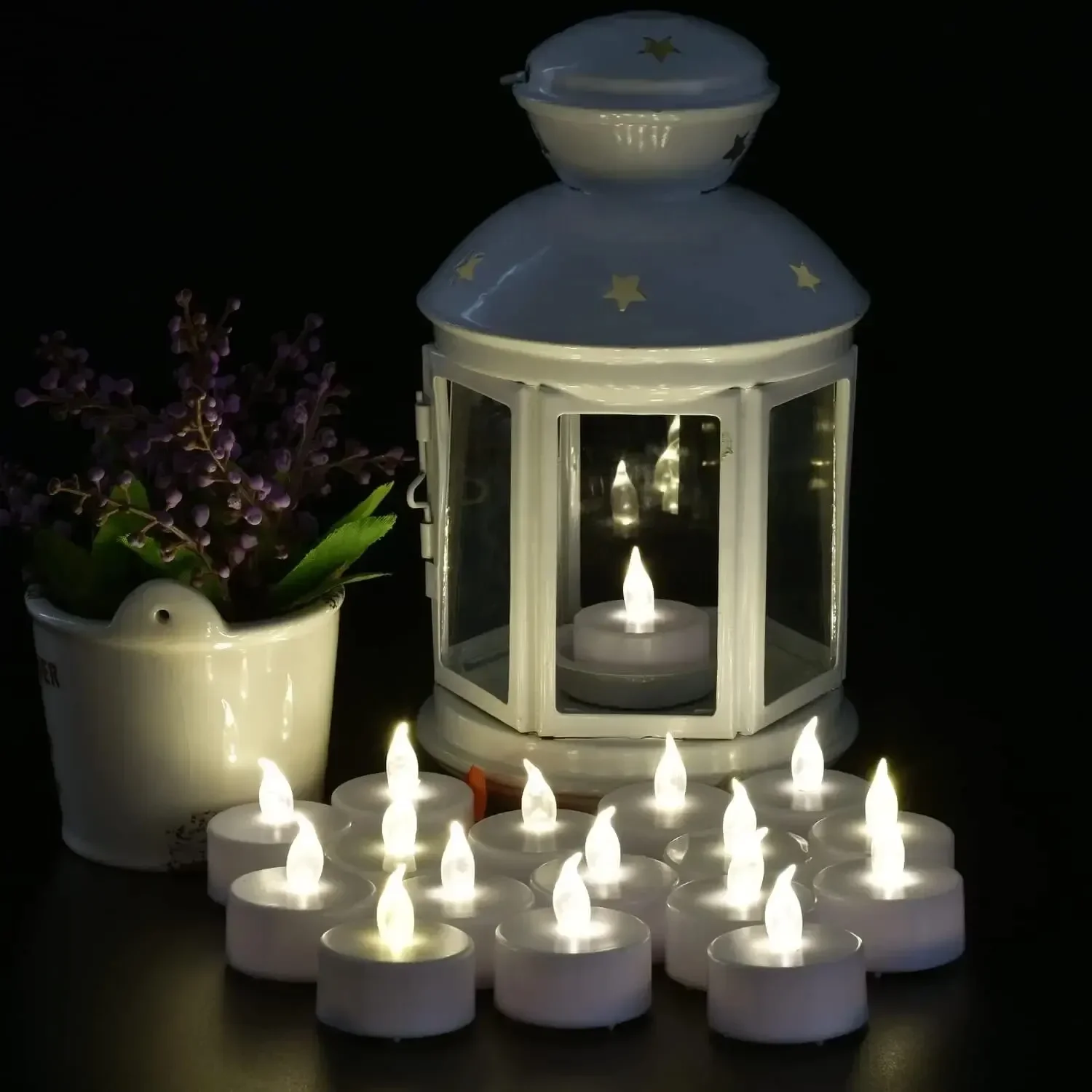 24 Pack Warm White Flameless LED Tea Lights Candles Battery Operated 200 Hours For Votive Aniversary Wedding Decoration