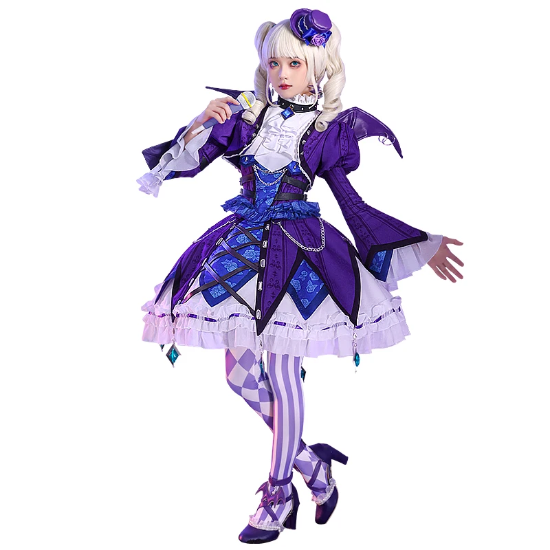 

Anime Aikatsu Todo Yurika Cosplay Costume Boots Women Cute Vampire Dress Coat Hat Socks Suit Bat Wing Unifrom Halloween Costume