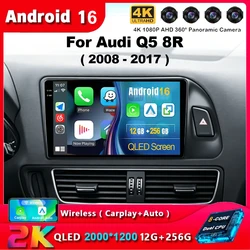 Android 16 Carplay Auto For Audi Q5 8R 2008 2009 - 2017 Car Radio GPS Player Multimedia DSP Navigation Head Unit BT Video Stereo