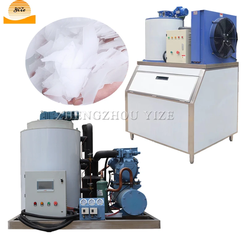 Commerical Freshwater Crushed Ice Making Machine Salt Water Fish Scale Flake Ice Maker for Seafood Restaurant Fishery