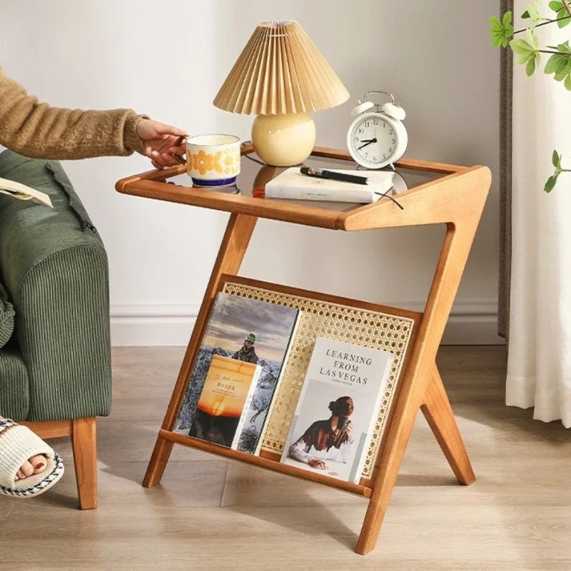 Exquisite Minimalist Solid Wood Coffee Table Household Living Room Rattan Sofa Side Few Small Tables
