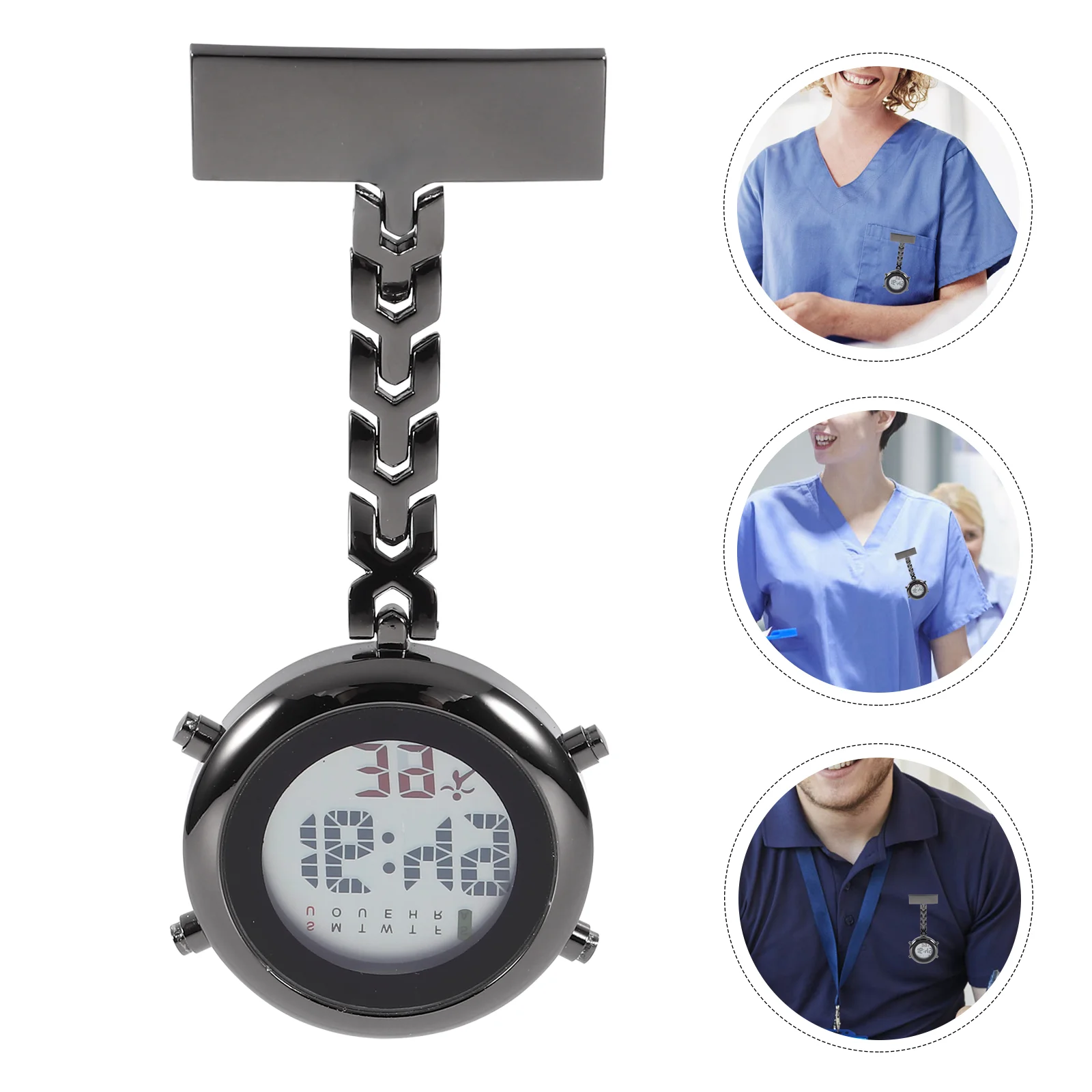 Nurse Table Kid's Watch Electronic Lapel Pin Kids Digital Alloy Watches Mirror Material: Ordinary Glass Women Man