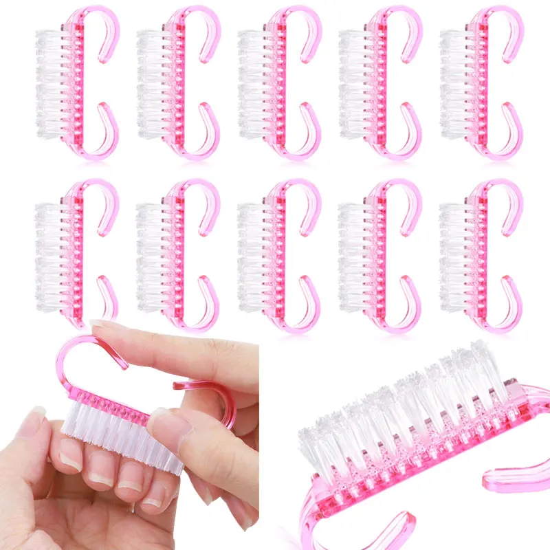 5/10Pcs  Acrylic Hard Cleaner Horn Nail Brushes Nail Art Manicure Pedicure Remove Dust Plastic Cleaning Nail Brushes Tools Set