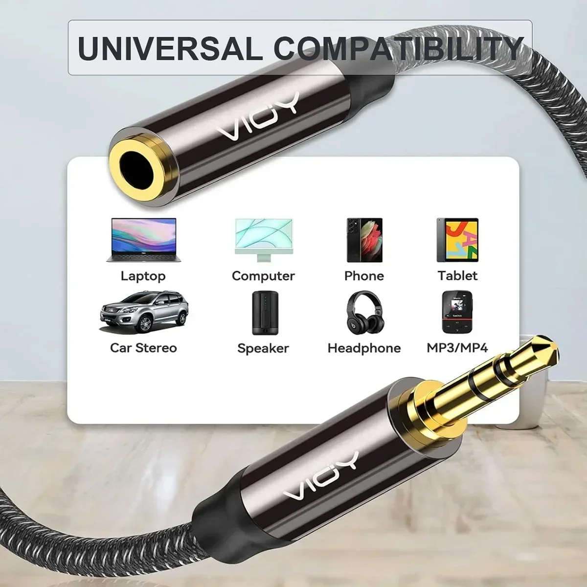 Headphone Extension Cable Jack 3.5mm TRS Male To Female Stereo Audio Cable Nylon Braided Aux Cord for Car Smartphone Tablet Etc