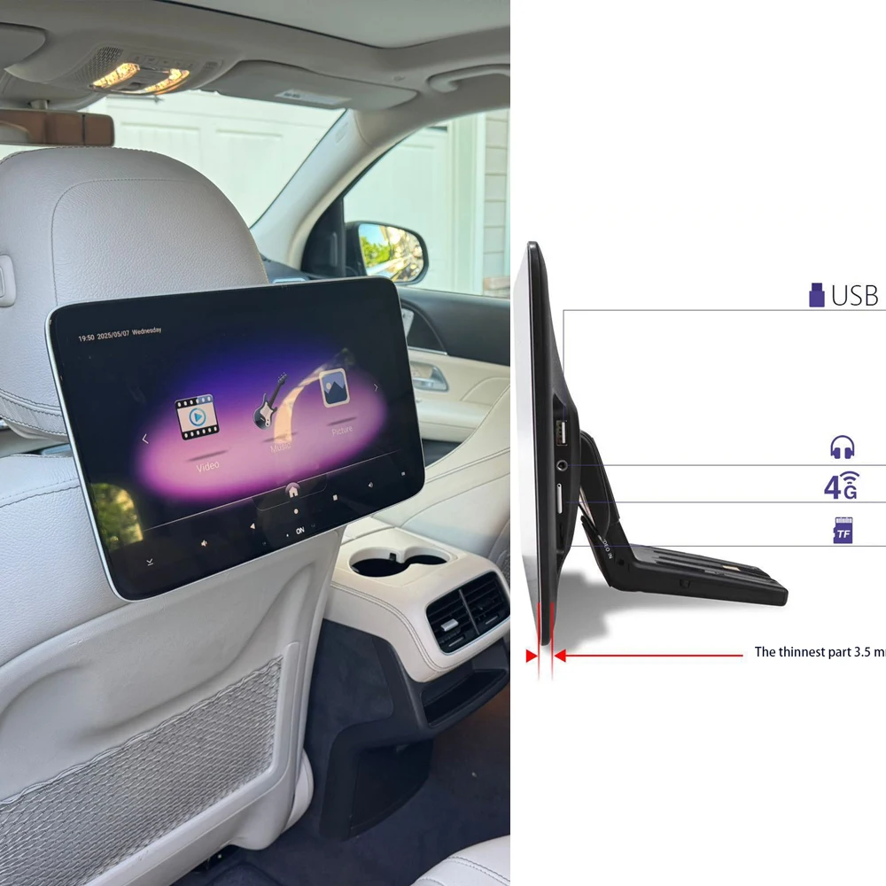 

13.3 Inch Car Monitor Back Seat TV Headrest Screen For 2020 Mercedes Benz GLS350 GLS450 GLS580 Android Rear Entertainment System