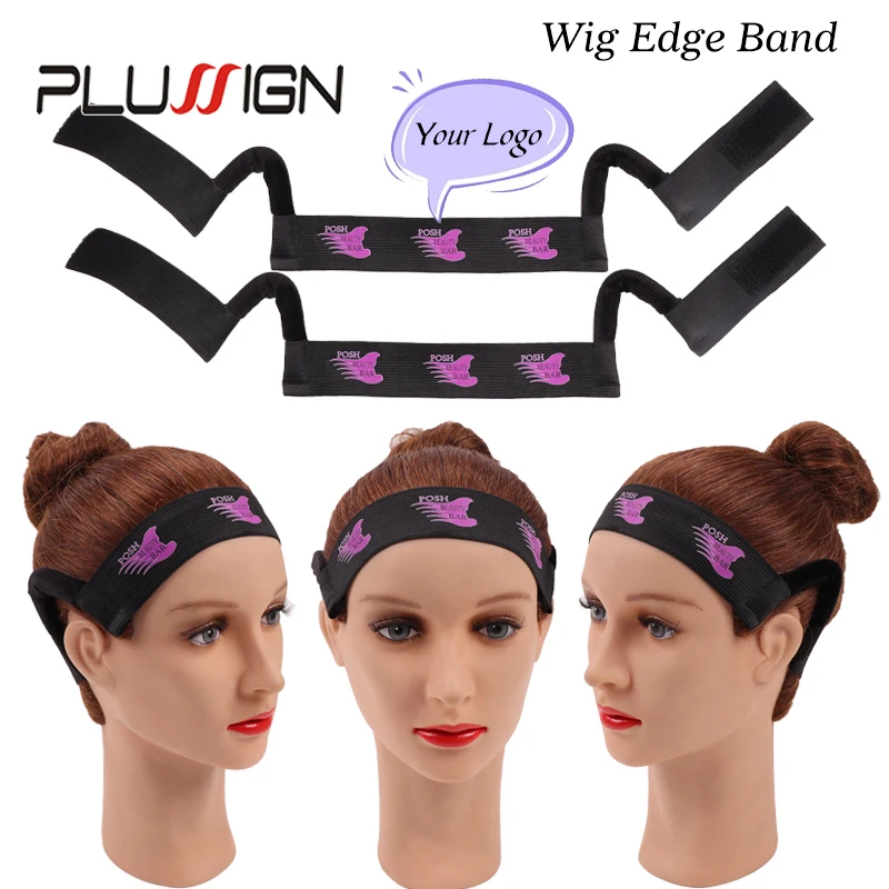 Plussign50pcs Custom Logo Pain Free Melt Band With Ear Protection 3/3.5cm Adjustable Wig Supplies Edge Wig Headband For Lace Wig