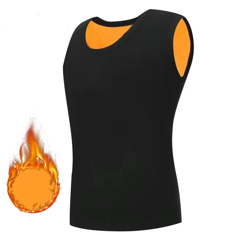 Slim Fit Men's Winter Thermal Vest - Seamless Gold Fleece Thickened Sleeveless, Self-heating Warm Undershirt Inner Base Layer