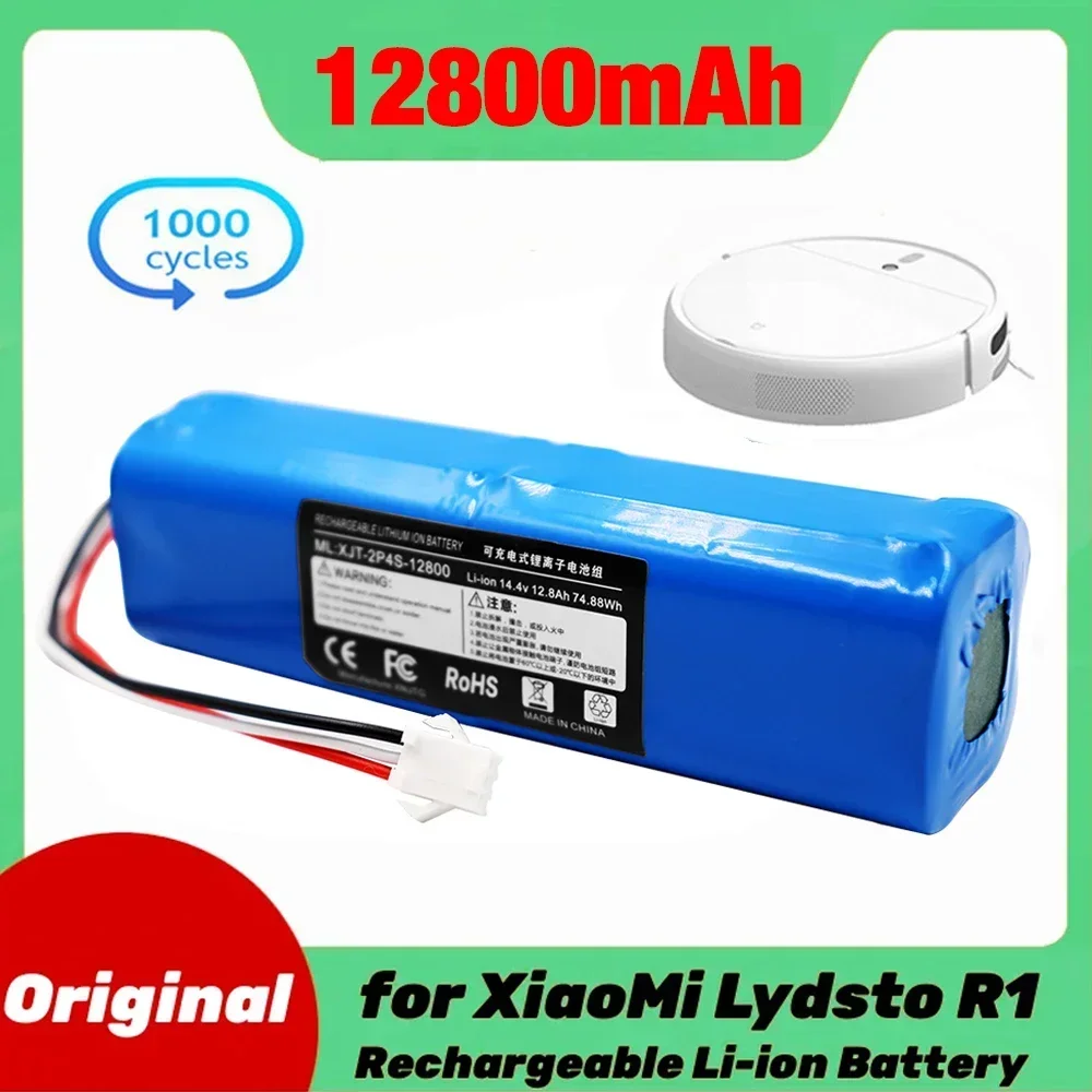 Original Genuine 12800mAh For XiaoMi Lydsto R1 Rechargeable Li-ion Battery Robot Vacuum Cleaner R1 Battery Pack with Capacity