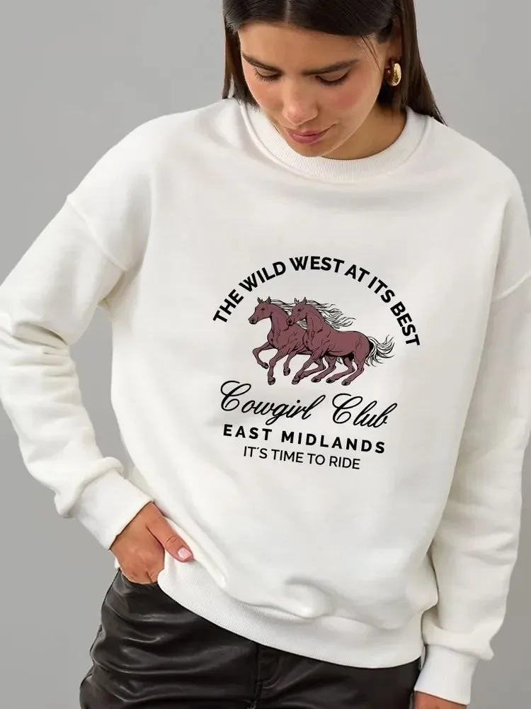 

Loose 2025 New Round-neck Printed Top, Hoodie, Versatile Coat, Autumn and Winter Style, Ins Simple Commuting