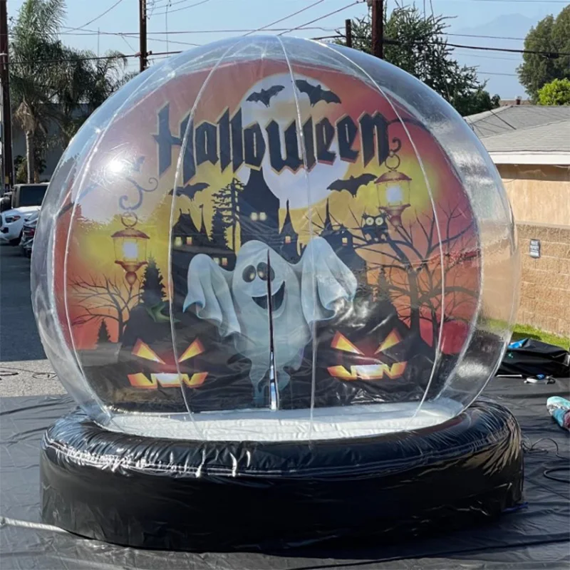 Globo de neve de halloween com trampolim inflável foto cabine pano de fundo bolha tenda casa cúpula de ar globo de neve com bouncer