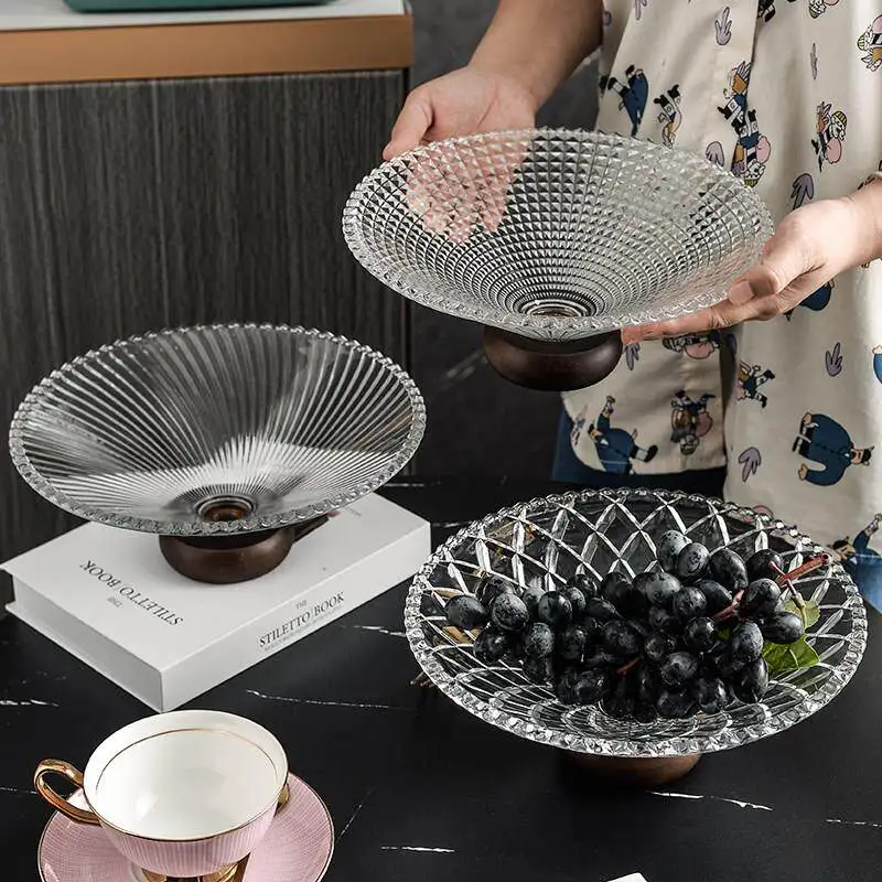 French Glass Serving Tray Thickened Fruit Plate for Living Room Snack Holder Easy Clean Container Kitchen Dishwasher Safe
