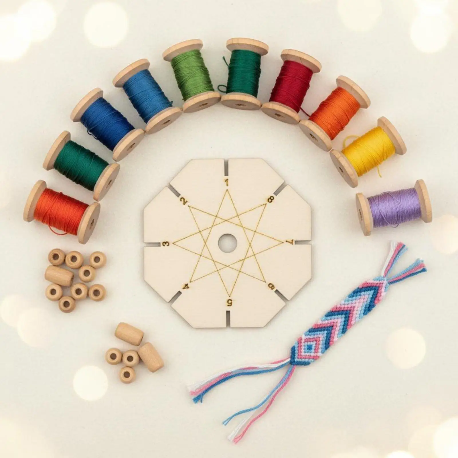 Wooden Braiding Disc Plate with Numbered Slots for Craft Jewelry Making Supplies