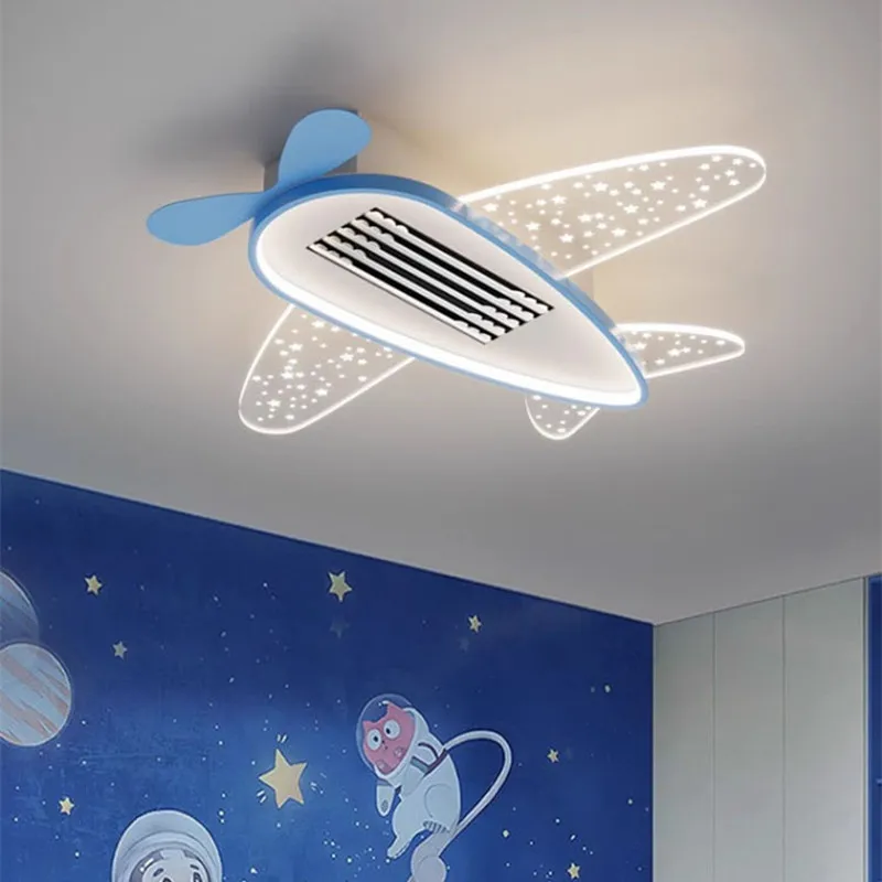 Removable washable children's fan Invisible bladeless fan light, children's bedroom ceiling light