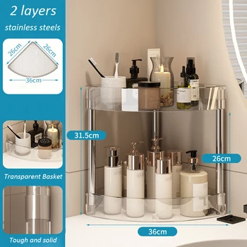 Fashion Rack Multi-Layer Transparent Bathroom Shelf Washbasin Storage Trolley Easy-Move Corner Space-Saving Toilet Rack 7
