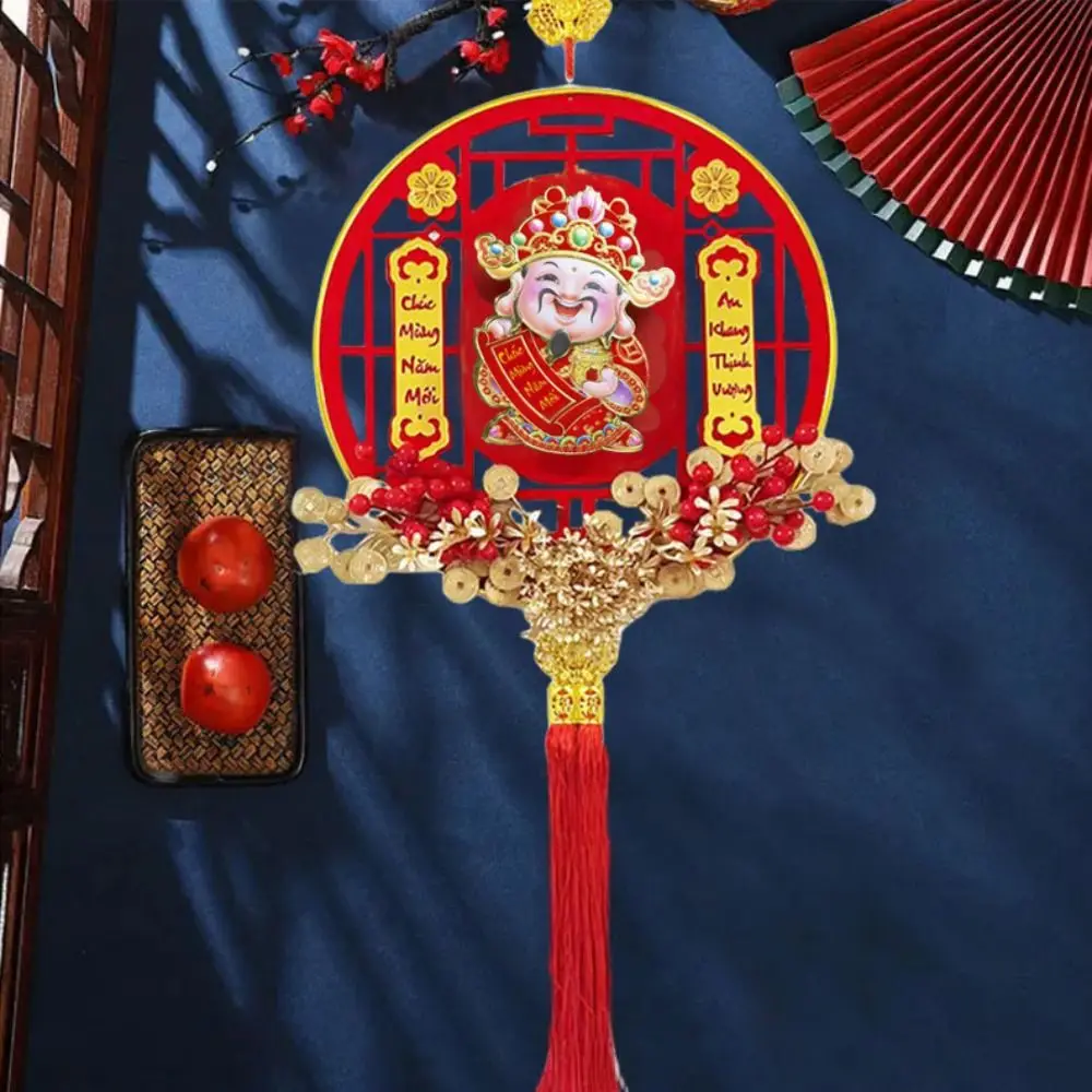 Shaking Head God of Wealth God of Wealth Pendant Red Hanging Electric Tassels Hanging Chinese Knot New Year Ornament