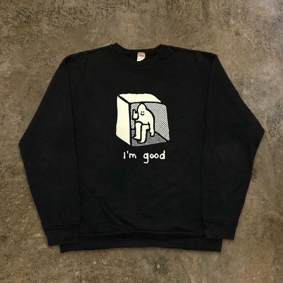 

Retro American round Ne Sweatirt Men's Thiened Fce Autumn Winter Clothing Youth Trendy Printed Loose Fit Outerwear