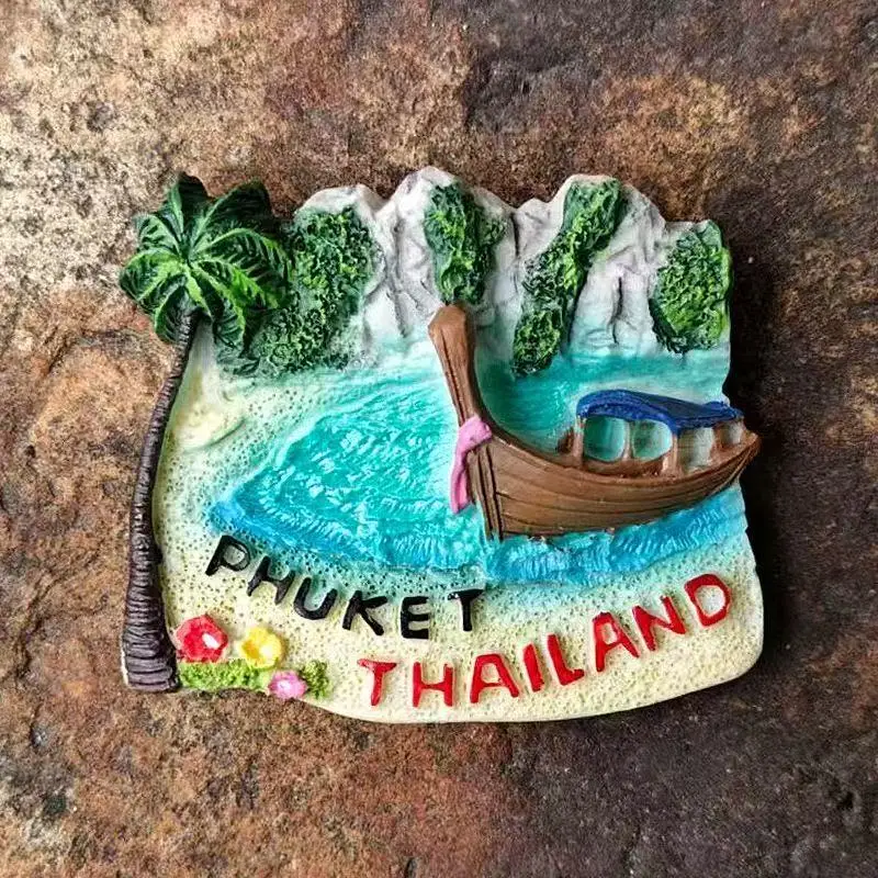 3D Phuket Island Landscape Fridge Magnet - Thailand Tropical Beach Limestone Souvenir Unique Asian Gift for Friends