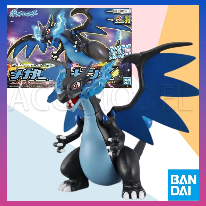 

In Stock Bandai Original box POKEMON Poke Pla Mega Charizard Aninm full Action Assembly Figure Model Toy