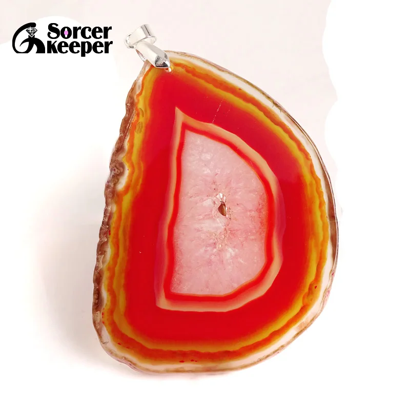 Natural Gem Stone Jewelry Multi-color Rough Art Botswana Agate Slice Beads Pendant Necklace New Trendy Gift for men's BD219