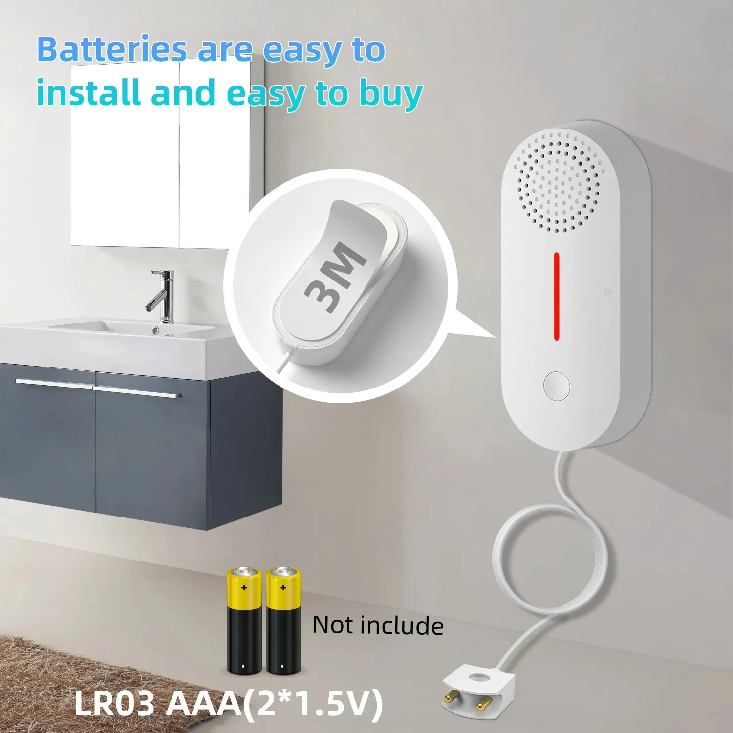 SMARSECUR WIFI Water Leakage Sensor Protection Alarm Detector with siren Smart Life App Power by Tuya