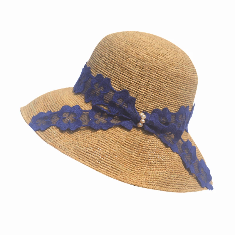 

Summer elegant sun straw hat lace beach sun hat