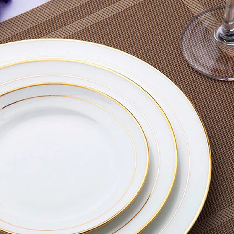 White Porcelain Dinner Plate Light luxury Food Disk Safety and health Ceramic Tableware Western Restaurant Desserts Salad Saucer