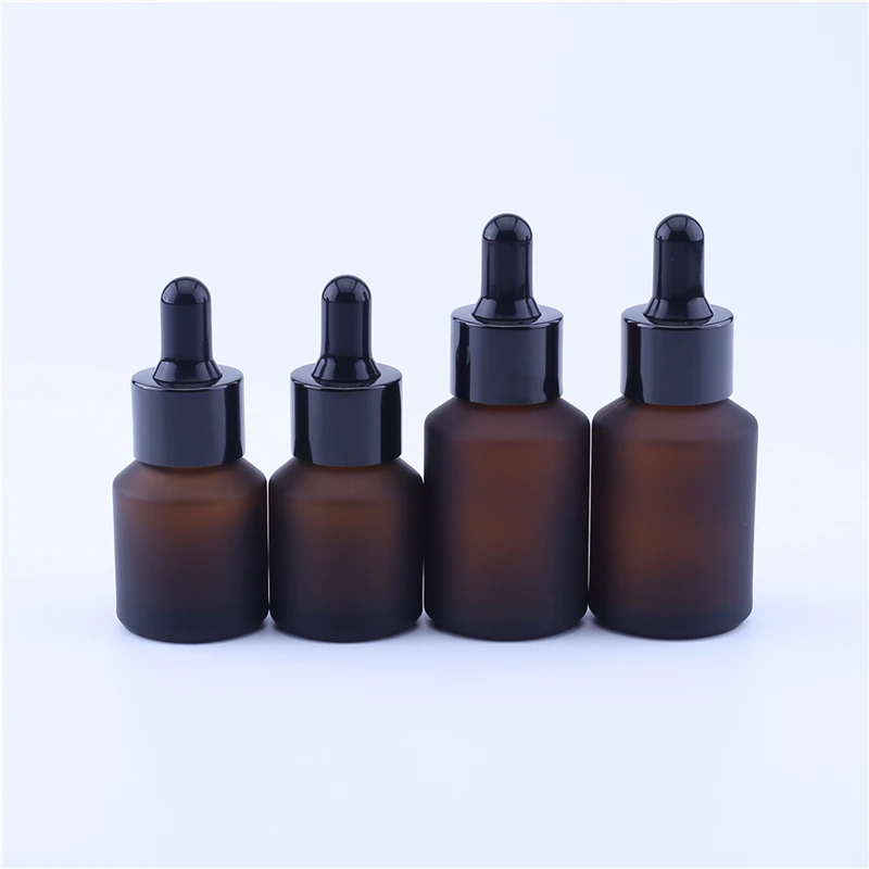 10PCS 15ml 30ml Empty Cosmetic Essential Oil Packaging Oblique Amber Glass Dropper Bottle Jar Glass