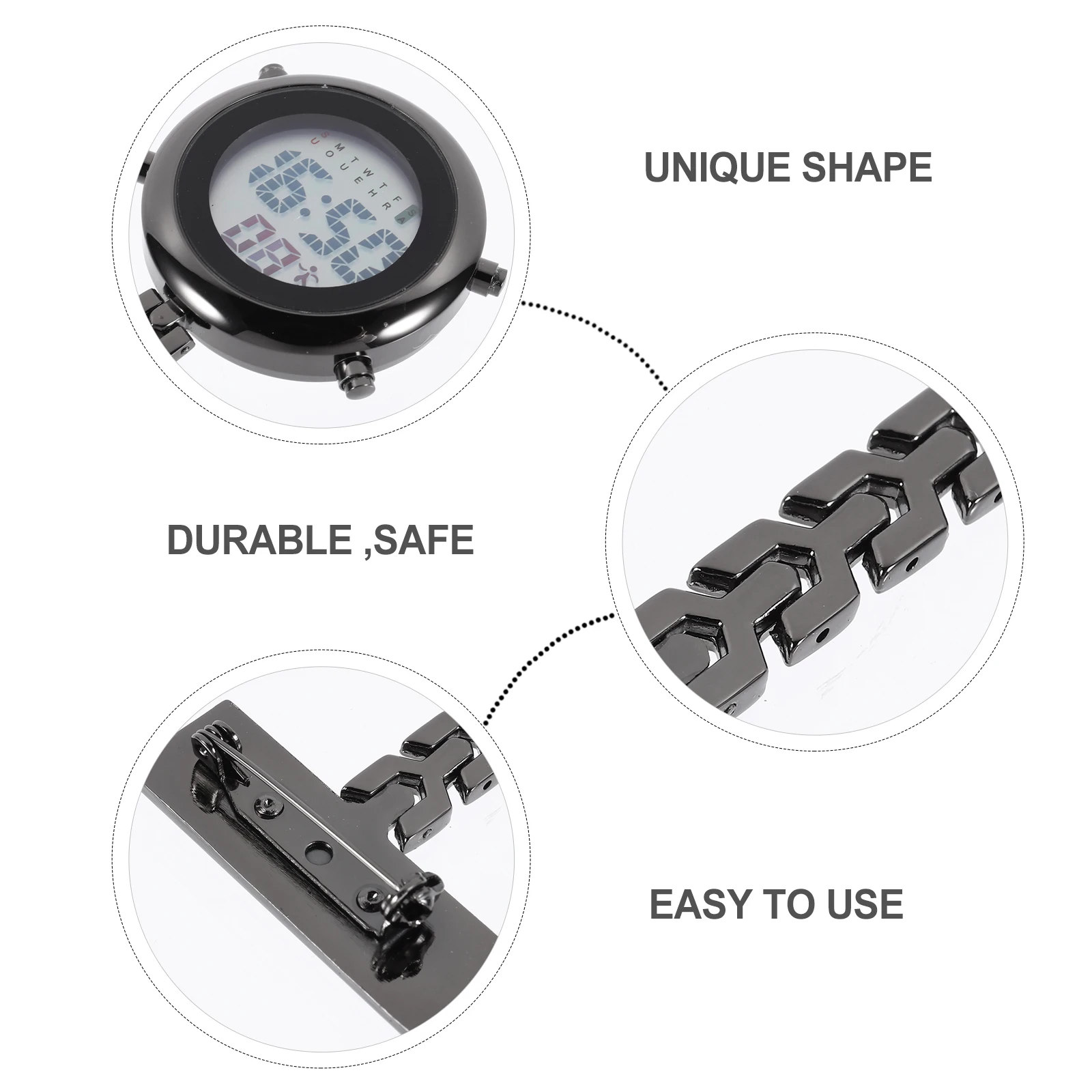 Electronic Digital Nurse Watch Hanging Fob Clear Dial Unisex Lapel Pin Nurse Practical Gift Electronic Watch Alloy Watches