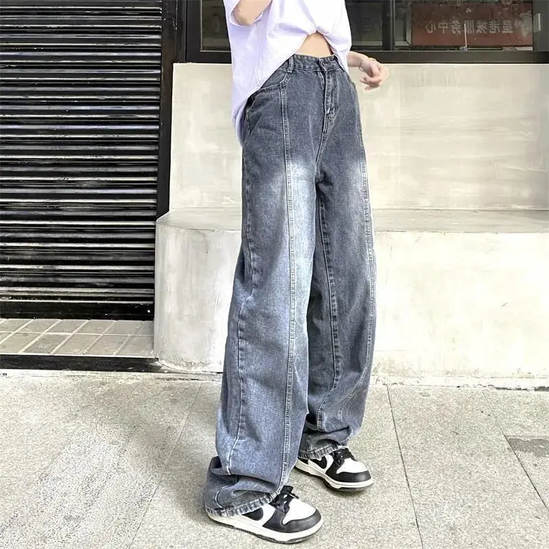 

High Waist Jeans 90S Vintage Clothes Drawstring Elastic Relaxed Loose Fit Female Denim Fashion Comfortable Basic Simple