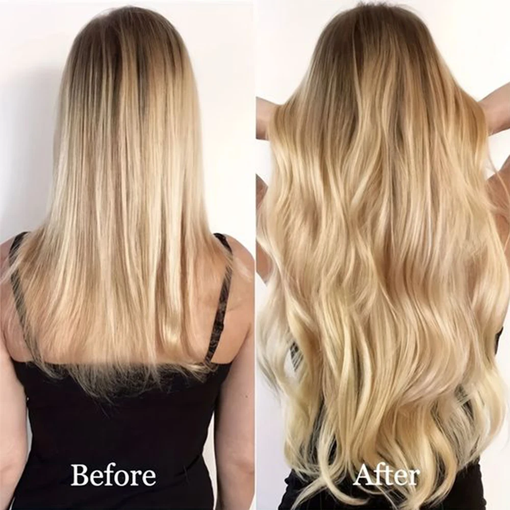 16Clips synthetische 24 Zoll lange lockige Haare Haarteil hitze beständige Haar verlängerung clips in Ombre schwarz braun blonden Frauen