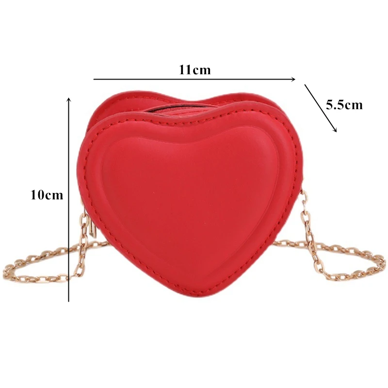 Classic Love Heart Shoulder Bags Women Girls Zipper Cosmetic Purse Handbags PU Leather Small Crossbody Bag Female Messenger Tote