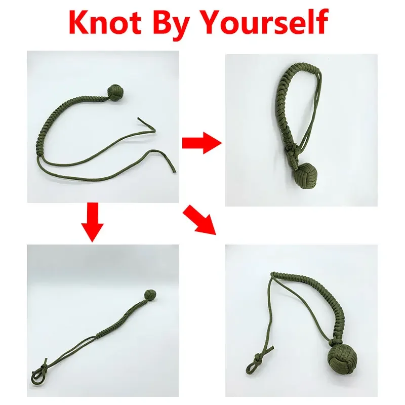 38cm DIY Hanging Bracelet Outdoor EDC Self Defense Monkey Fist Rope Steel Ball Broken Window Breaker Personal Safety Keychain