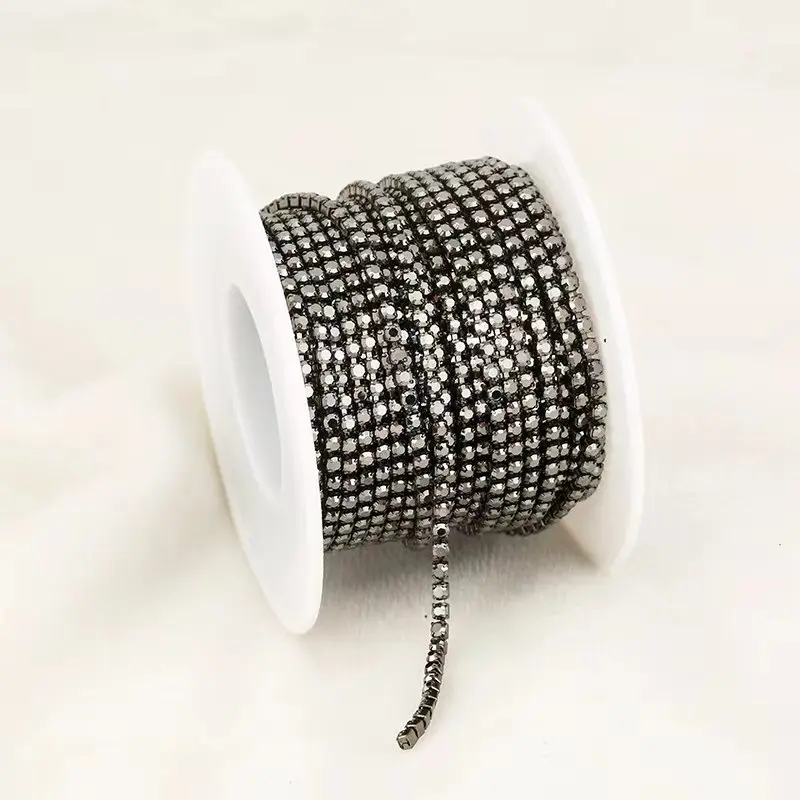 RESEN SS4.5-SS18(1.5mm-4.5mm) Glitter Clear Crystal Rhinestone Cup Chain Sew on Rhinestone Trim for DIY Clothing Craft Cup Chain