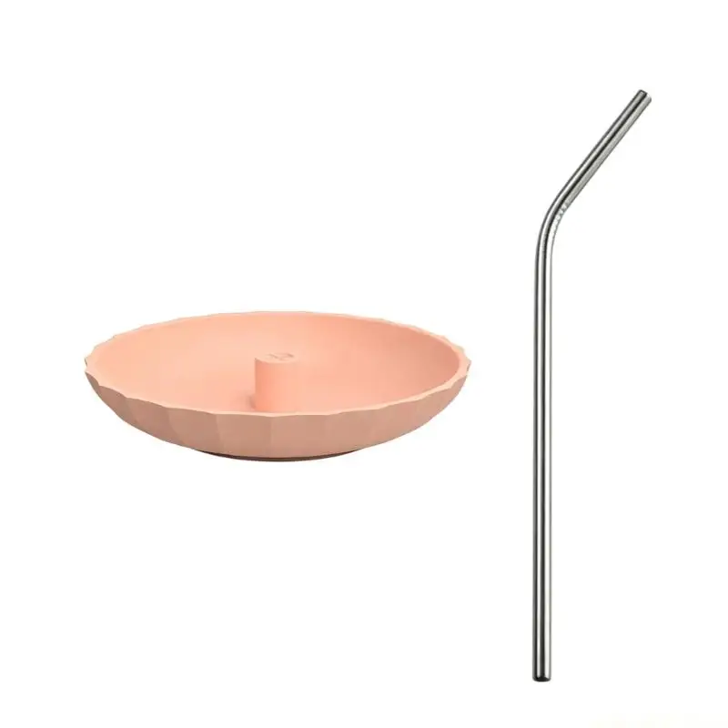 QX2E Flexible Drink Lid with Metal Straw for 7-10cm Cup Openings Use
