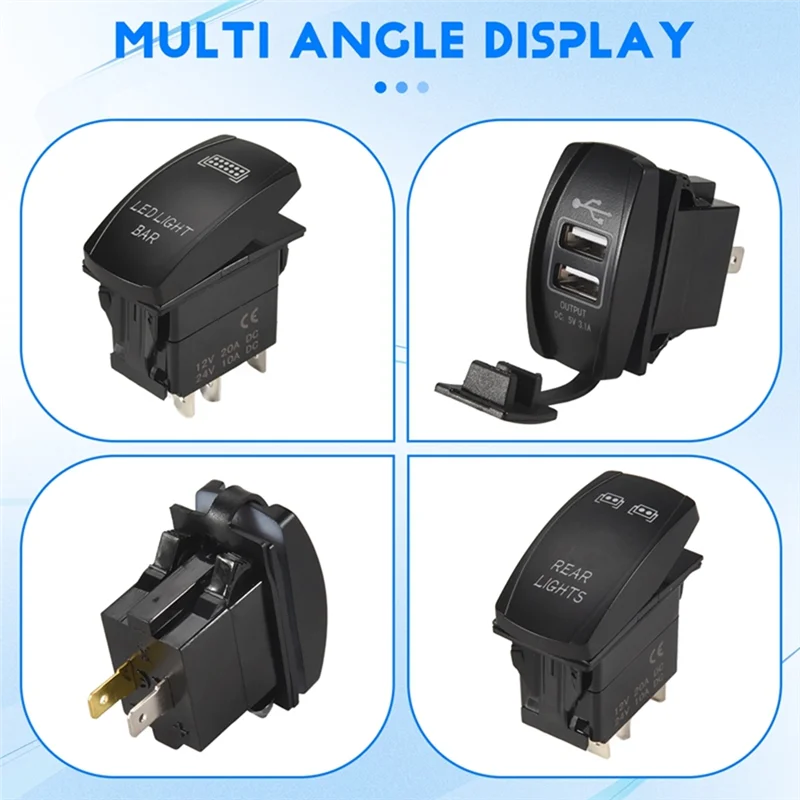

AB16-LED Light Bar Rocker Switch Toggle Switch Rear Lights Rocker Switch Rocker Switch Dual USB Power Charger