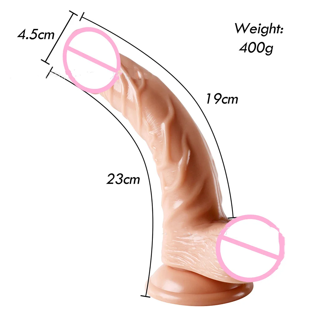 Simuler un pénis incurvé vers le haut de grande taille avec un point G, une standardisation d'aspiration portable, des zones backcourt, un pénis ual de thon