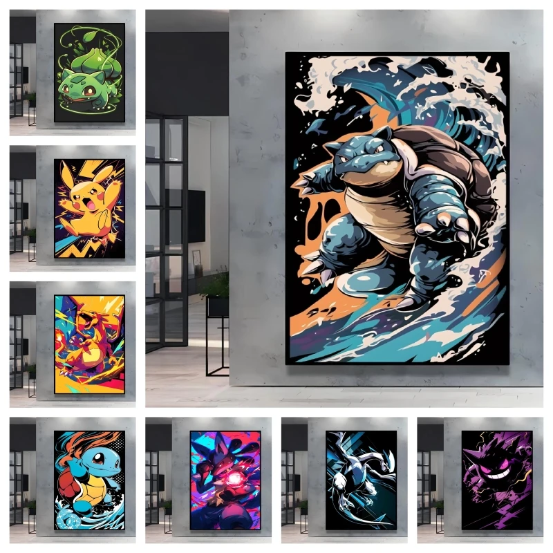 Pokemon Blastoise Themed Decorative Canvas with A Rich Picture and Bright Colors A Bright Color Adding of Anime Charm To Home