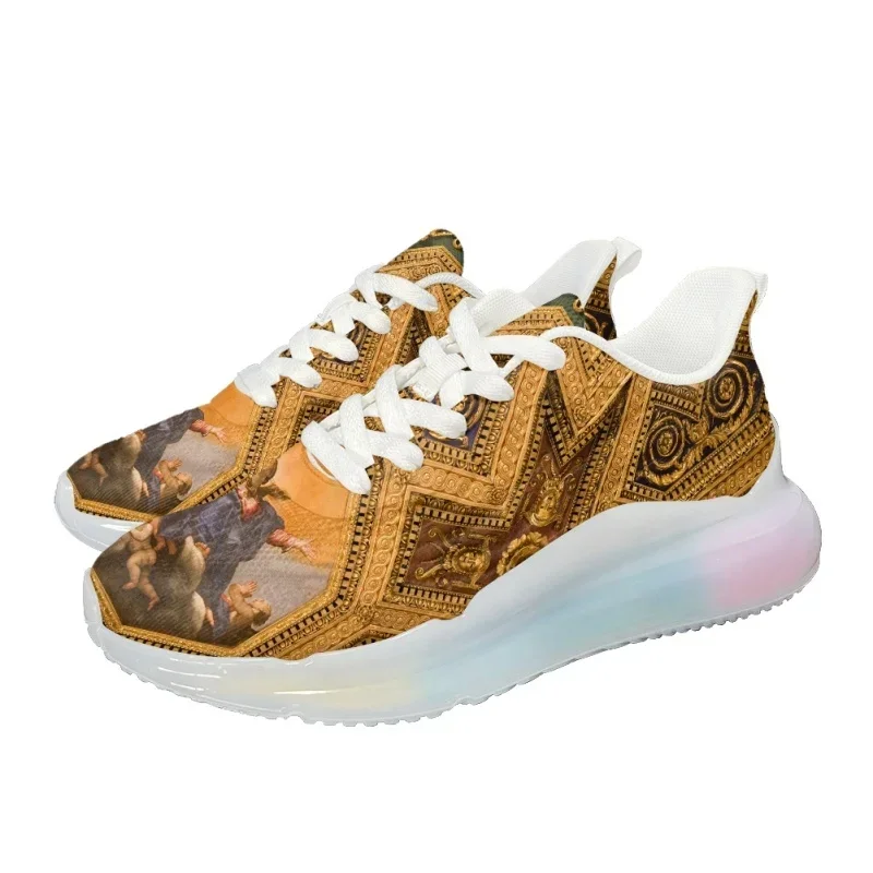 Women Cushion Shoes Summer Retro Gold Painting Print  New Trend Woman Sneakers Breathable Tennis Zapatillas