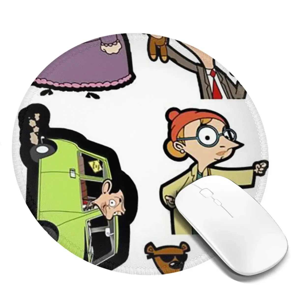 Mr. Bean Cartoon Round Mouse Pad Computer Keyboard Mouse Mat Gaming PC Desk Mat Office Accessories Table Mats