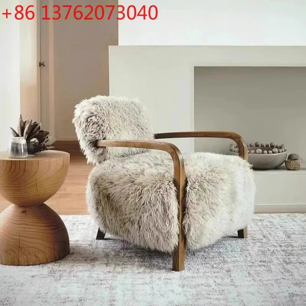 Medieval lamb wool sofa chair household living room size single