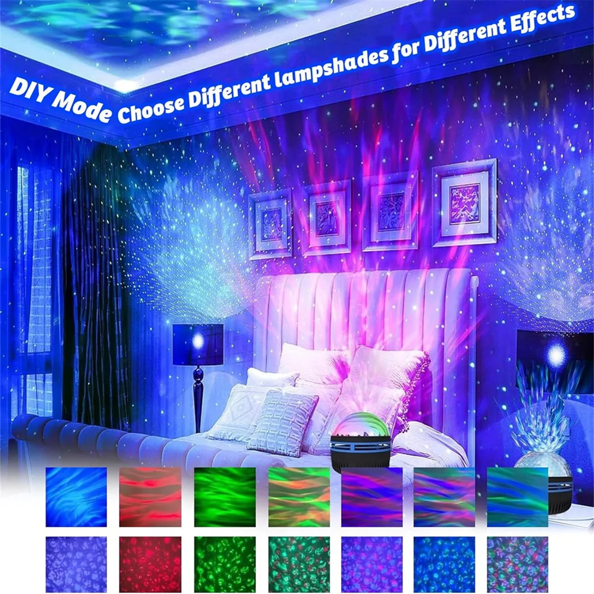 Northern Lights e Ocean Waves Projector, 2in 1, Aurora Lights Projector,Night Light Projector