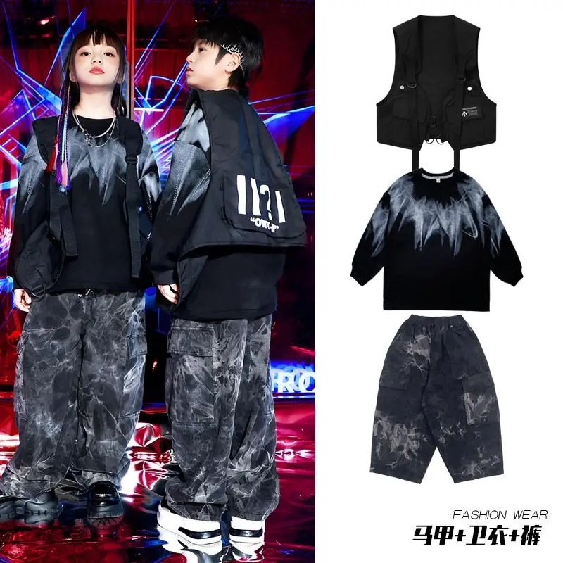 الهيب هوب أزياء رقص للفتيات سترة فضفاضة الهيب هوب السراويل دعوى الأولاد الجاز أداء الرقص الحديث مرحلة الهذيان الملابس #6