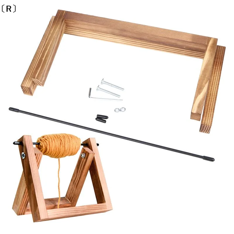 〔R〕Wooden Desktop Yarn Roll Holder Ribbon Storage Rack Wool Ball Knitting Tool Solid Wood Spool Organizer