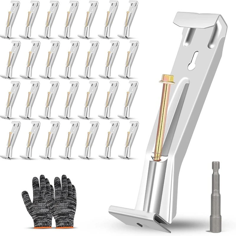 

2025 New 28-Pack Concealed Gutter Brackets, Sturdy Rain Gutter Brackets With Screws And Clamps For K-Type Vinyl Gutters