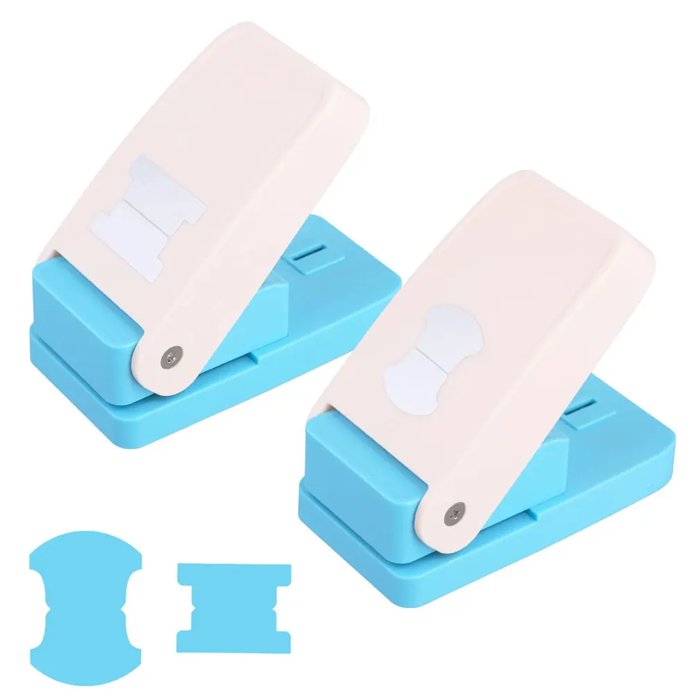 2PCS 1.5in Index Tab Punch Set, 2 Shapes with Metal Cutting Dies, Easy-Press Handles for Planners, Notebooks, Files & DIY Crafts
