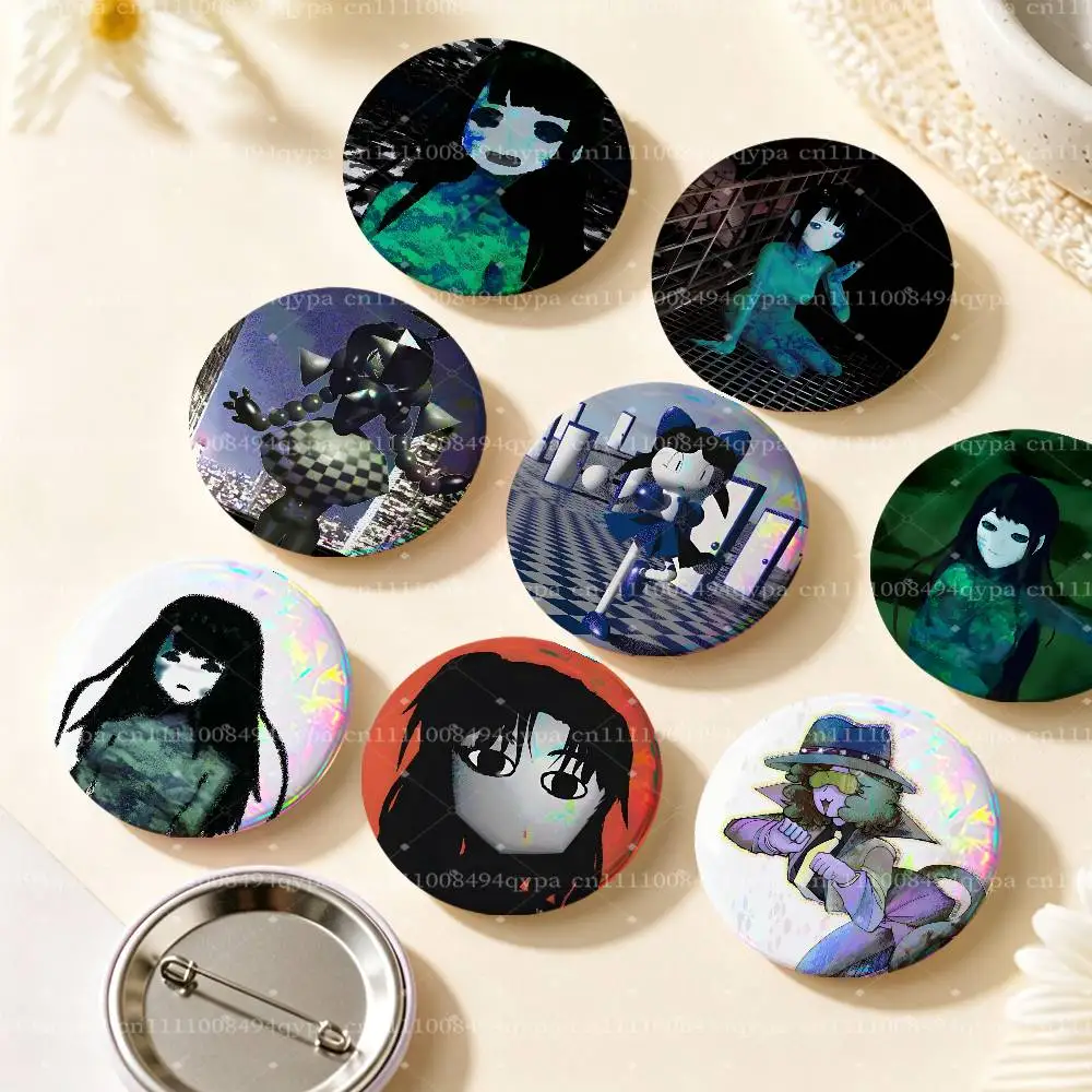 D-Disillusion ST Horro Game Button Supplies Round Badge Pins Clothes Decor Metal Pin Back Cover Metal Cover Laser Film